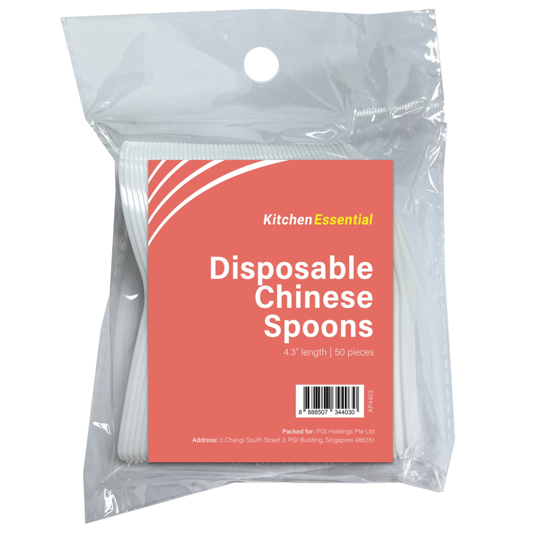 KITCHEN ESSENTIAL Plastic Chinese Spoon 50PC/PACK 4.3" LENGTH